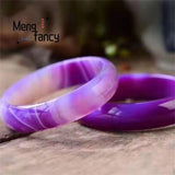 Natural Agate Violet Chalcedony Bracelet Charms Women Bangle Jade Jewelry