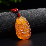 Natural Agate Yellow Chalcedony Lucky Pendant for Men and Women