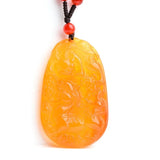 Natural Agate Yellow Chalcedony Lucky Pendant for Men and Women