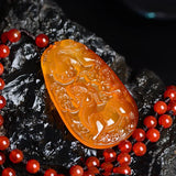 Natural Agate Yellow Chalcedony Lucky Pendant for Men and Women