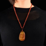 Natural Agate Yellow Chalcedony Lucky Pendant for Men and Women