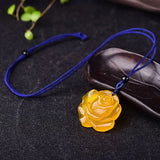 Natural Agate Yellow Rose Pendant Necklace Charm
