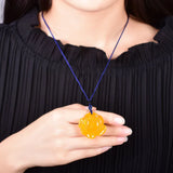 Natural Agate Yellow Rose Pendant Necklace Charm
