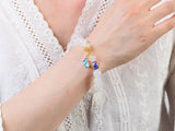10mm Natural Agates Beads Bracelet with Cloisonne Butterfly Women Crystal Bangle