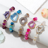 Red Agates Crystal Druzy Stone Bracelet Healing Bangle Jewelry