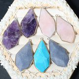 Agates Turquoises Rose Quartzs Faceted Pendant Charms for DIY Necklace
