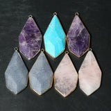Agates Turquoises Rose Quartzs Faceted Pendant Charms for DIY Necklace