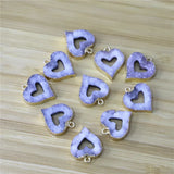 Natural Agates Heart-shaped DRUZY Pendant, DIY Jewelry Necklace Charm