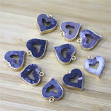 Natural Agates Heart-shaped DRUZY Pendant, DIY Jewelry Necklace Charm