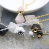 Natural Agate/Obsidian/Turquoise Perfume Bottle Pendant Necklace