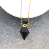 Natural Agate/Obsidian/Turquoise Perfume Bottle Pendant Necklace
