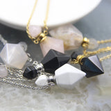 Natural Agate/Obsidian/Turquoise Perfume Bottle Pendant Necklace