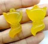 Natural Agates Purple Red Chalcedony Fox Pendant for DIY Jewelry Making 6pcs