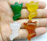 Natural Agates Purple Red Chalcedony Fox Pendant for DIY Jewelry Making 6pcs