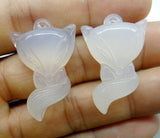 Natural Agates Purple Red Chalcedony Fox Pendant for DIY Jewelry Making 6pcs
