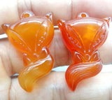Natural Agates Purple Red Chalcedony Fox Pendant for DIY Jewelry Making 6pcs
