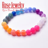 Colorful Frost Cracked Agates Bracelet Charm Spacer Beads Gift Women/Men