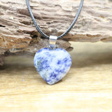 Natural Agate Turquoise Quartz Heart Pendant Crystal Necklace