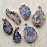 Natural Agates Slice Geode Irregular Pendants for Necklaces 6pcs