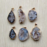 Natural Agates Slice Geode Irregular Pendants for Necklaces 6pcs