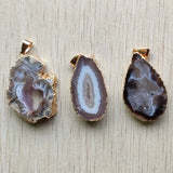 Natural Agates Slice Geode Irregular Pendants for Necklaces 6pcs