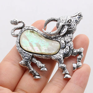 Animal Brooch Pin Sheep Shape Alloy Shell Jewelry Gift 50x56mm