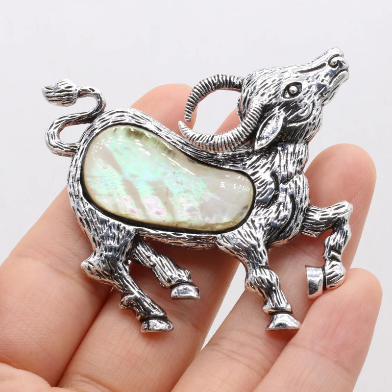 Animal Brooch Pin Sheep Shape Alloy Shell Jewelry Gift 50x56mm