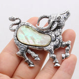 Animal Brooch Pin Sheep Shape Alloy Shell Jewelry Gift 50x56mm