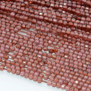 Natural Almandine Garnet Edge Faceted Cube Beads 2.5mm