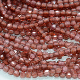 Natural Almandine Garnet Edge Faceted Cube Beads 2.5mm