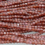 Natural Almandine Garnet Edge Faceted Cube Beads 2.5mm