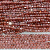 Natural Almandine Garnet Edge Faceted Cube Beads 2.5mm