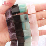 Amazonite Amethyst Quartz Agates Square Stone DIY Beads Strand 15 Inch
