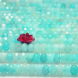 Natural Amazonite Faceted Rondelle Loose Beads Gemstone Semi Precious Stone