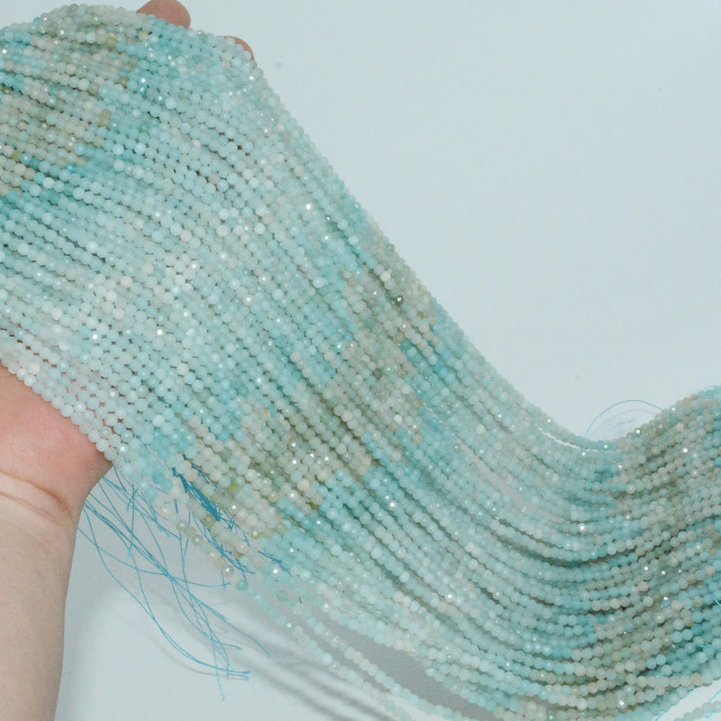 Natural Amazonite Faceted Round Beads 3mm