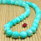 Natural Amazonite Faceted Round Beads Gemstone Bracelet Necklace Diy Jewelry