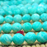 Natural Amazonite Faceted Round Beads Gemstone Bracelet Necklace Diy Jewelry