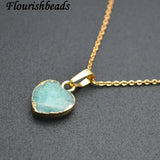 Amazonite Faceted Stone Heart Pendant Necklace