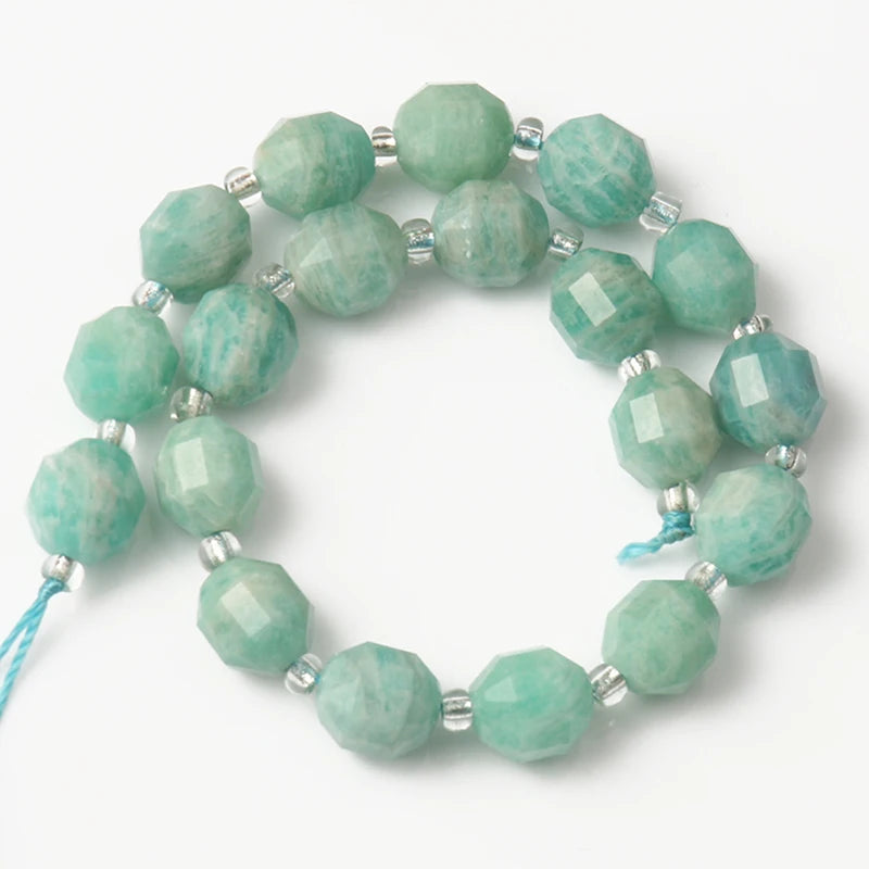 Amazonite 8mm Faceted Olive Shape Loose Stone Beads 7.5inch