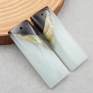Natural Amazonite Obsidian Labradorite Gemstone Earrings 37x19x4mm