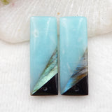 Amazonite, Obsidian, Labradorite Gemstone Earrings 37x19x4mm