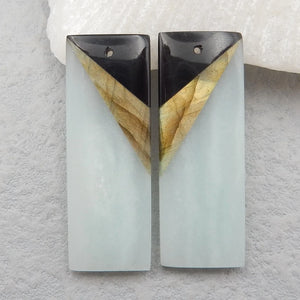 Natural Amazonite Obsidian Labradorite Gemstone Earrings 37x19x4mm