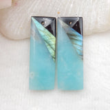 Amazonite, Obsidian, Labradorite Gemstone Earrings 37x19x4mm