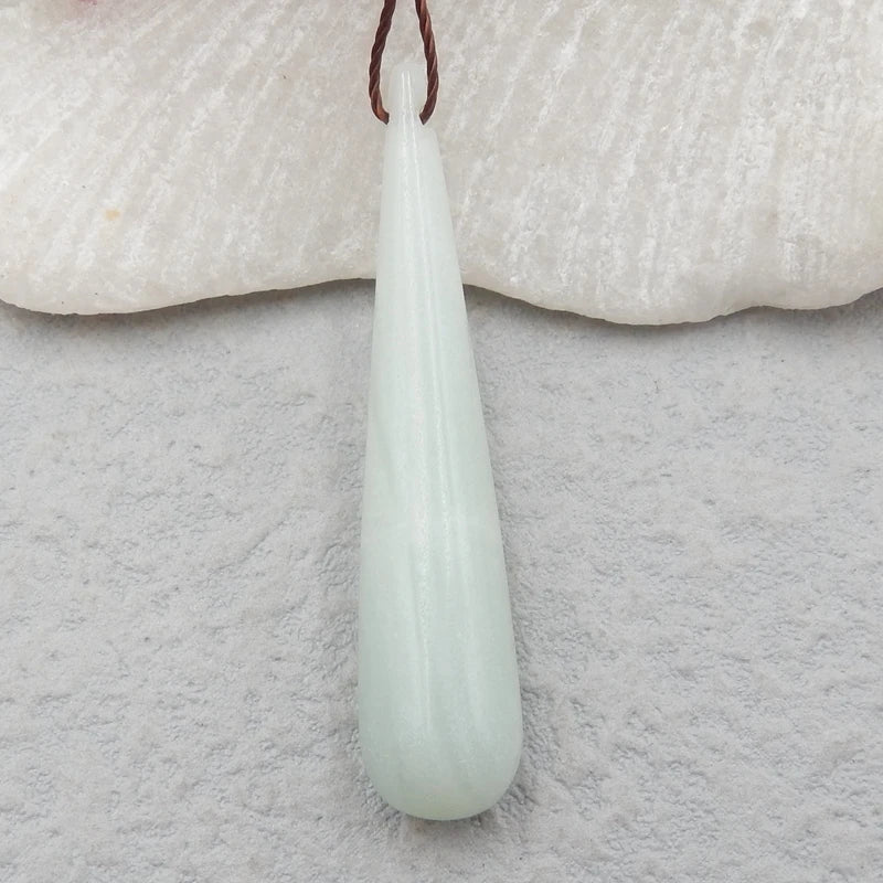 Natural Amazonite Pendant Bead, Semiprecious Stone Jewelry Pendant 43x9mm