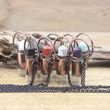 Amazonite Perfume Bottle Pendant Antique Copper Loop Gun Chain Necklace