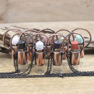 Amazonite Perfume Bottle Pendant Antique Copper Loop Gun Chain Necklace