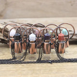 Amazonite Perfume Bottle Pendant Antique Copper Loop Gun Chain Necklace