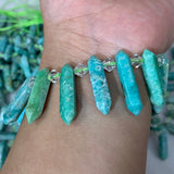 Amazonite Stone Beads 15'' Sticks Crystal Point Shape DIY Loose Beads