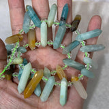 Amazonite Stone Bead Sticks Crystal Point Shape 15'' DIY Loose Beads