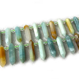 Amazonite Stone Bead Sticks Crystal Point Shape 15'' DIY Loose Beads